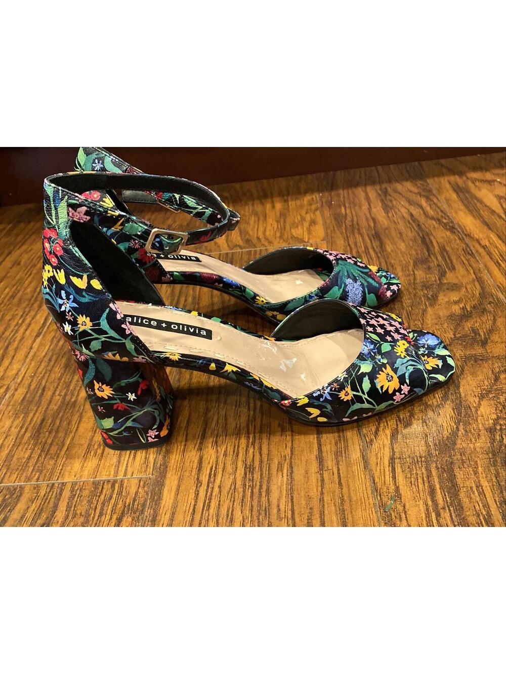 Alice + Olivia by Stacey Bendet Whitney Floral Ankle Strap Sandals Size 10 EU 40